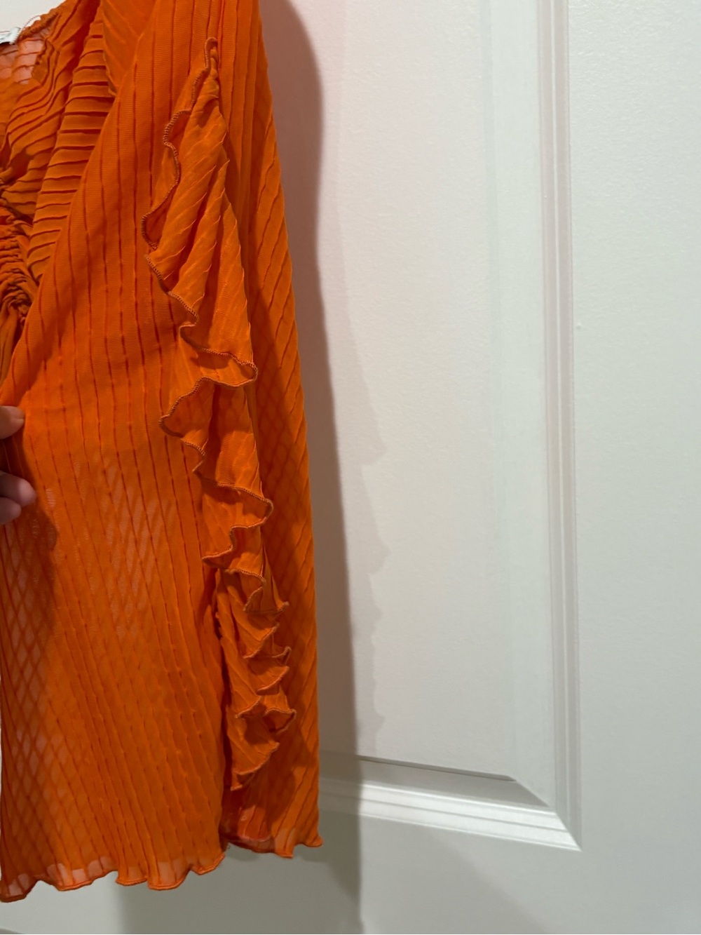 Zara Orange Textured Off-Shoulder Top - Picture 7 of 9